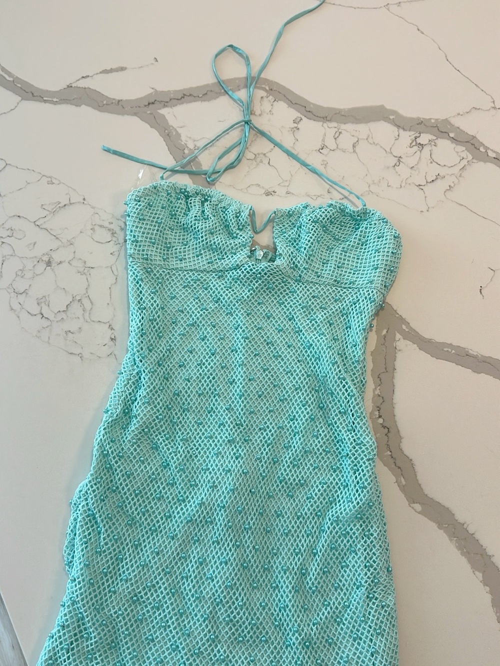 Oh Polly Aqua Beaded Mini Dress - Picture 5 of 5